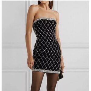 Black velvet Balmain crystal mini dress